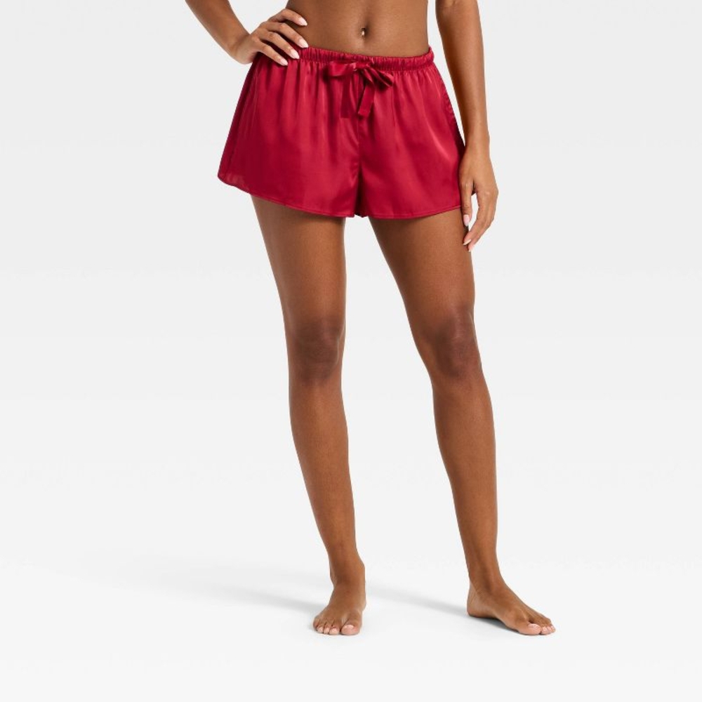Auden Red Satin Pajama Shorts